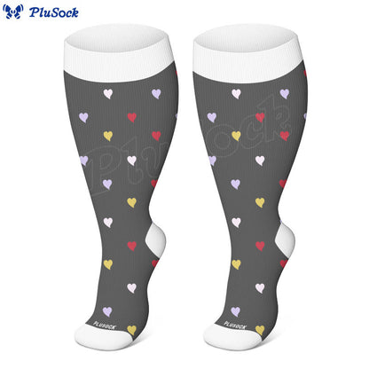 Plusock Plus Size Love Print Compression Socks(3 Pairs) - image 2