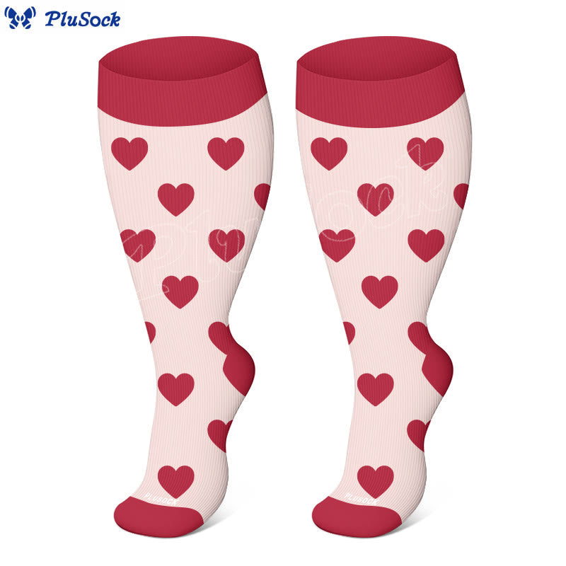Plusock Plus Size Love Print Compression Socks(3 Pairs) - image 4