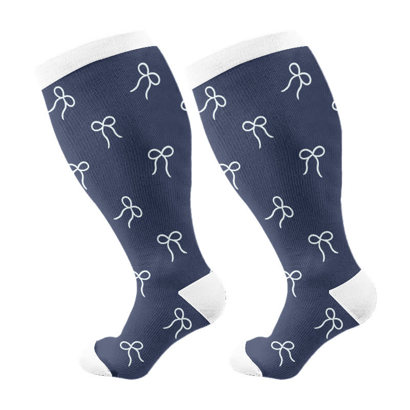 Plusock Plus Size Love Print Compression Socks(3 Pairs) - Dark Blue(1 Pair) - 4XL - image 5