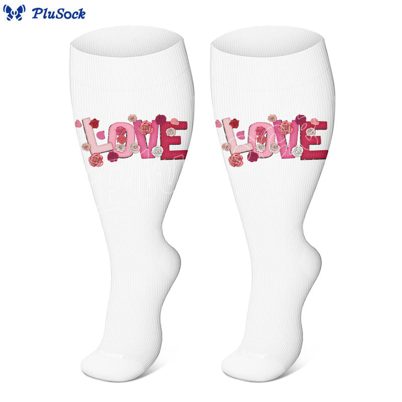 Plusock Plus Size Bold Love Graphic Compression Socks(3 Pairs) - image 2