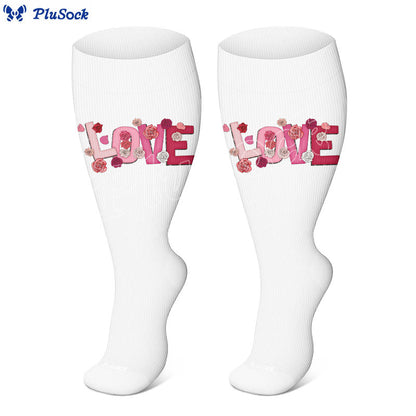 Plusock Plus Size Bold Love Graphic Compression Socks(3 Pairs) - image 2