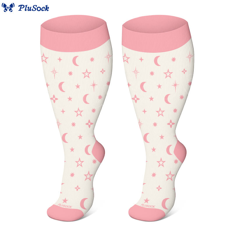 Plusock Plus Size Floral Star Compression Socks(3 Pairs) - image 2
