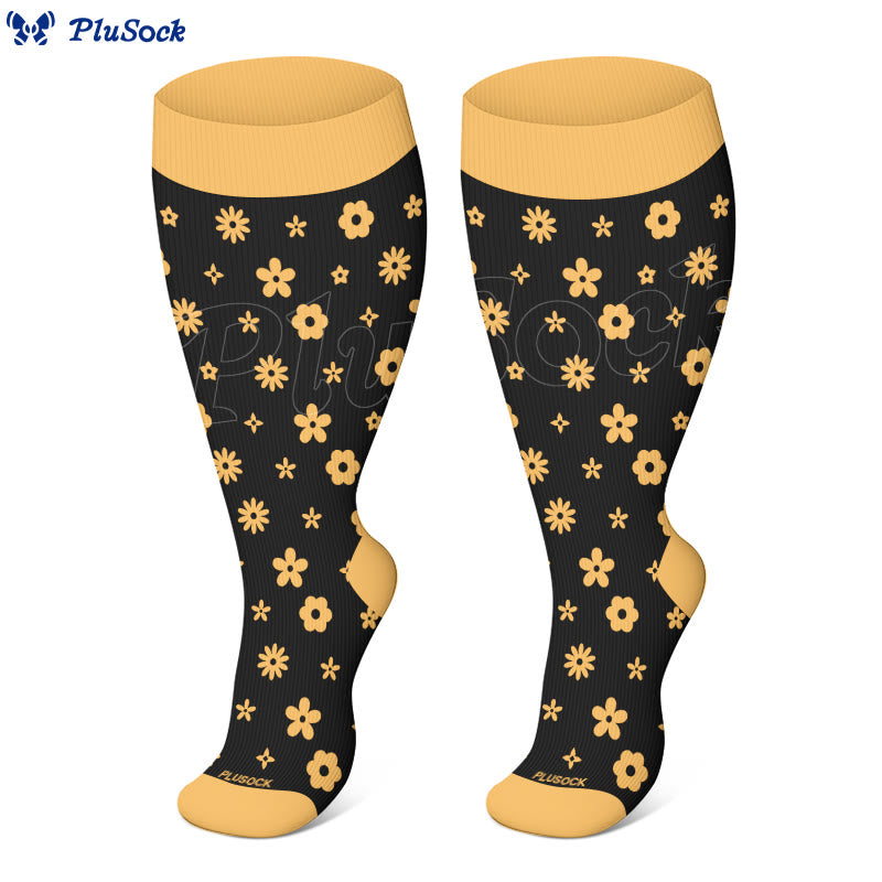 Plusock Plus Size Floral Star Compression Socks(3 Pairs) - image 4