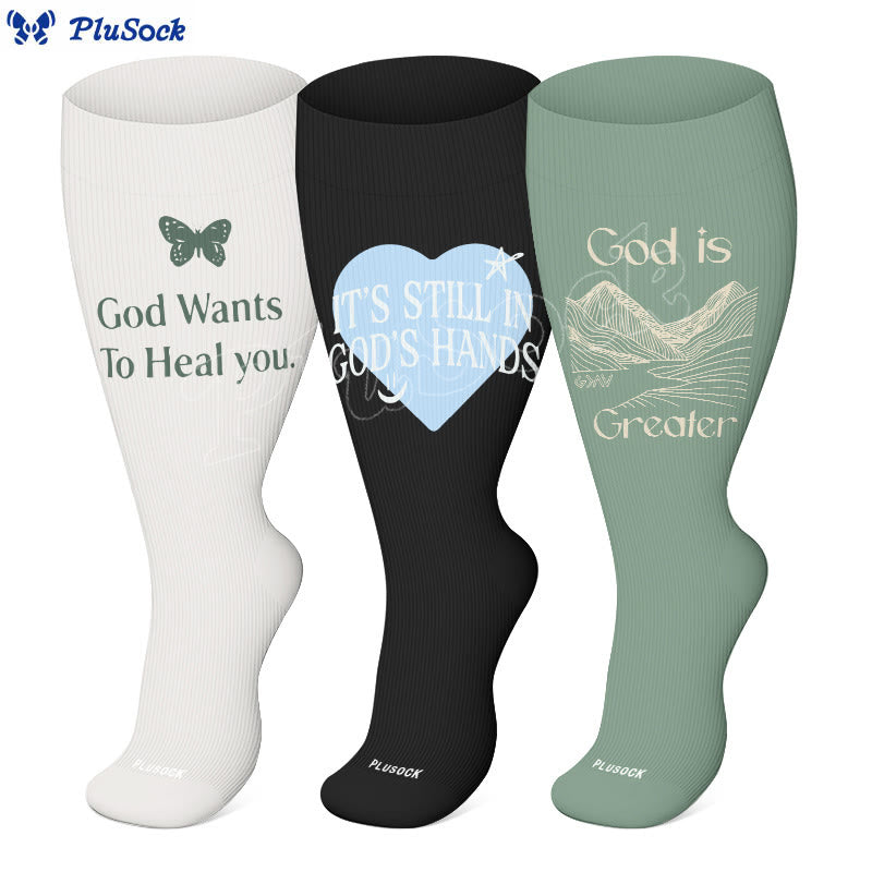 Plusock Plus Size Faith Healing Compression Socks(3 Pairs) - image 0