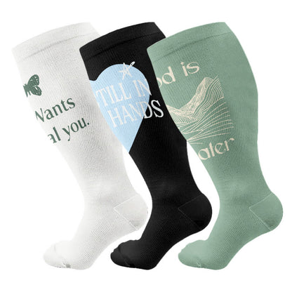 Plusock Plus Size Faith Healing Compression Socks(3 Pairs) - Multicolor - 4XL - image 1