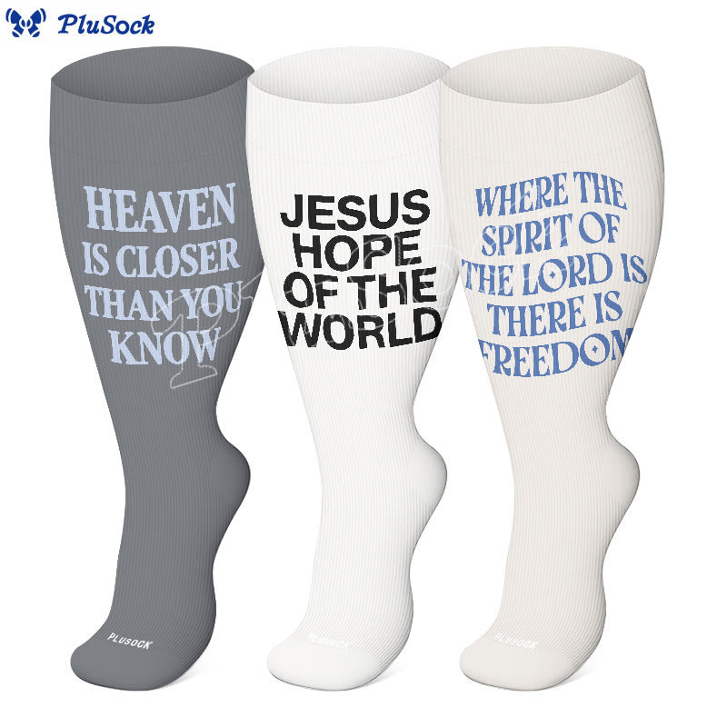 Plusock Plus Size Scripture Hope Compression Socks(3 Pairs) - image 0