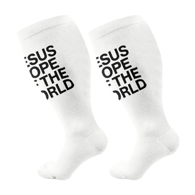 Plusock Plus Size Scripture Hope Compression Socks(3 Pairs) - White(1 Pair) - 4XL - image 5
