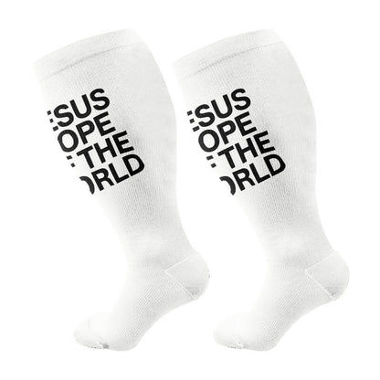 Plusock Plus Size Scripture Hope Compression Socks(3 Pairs) - White(1 Pair) - 4XL - image 5