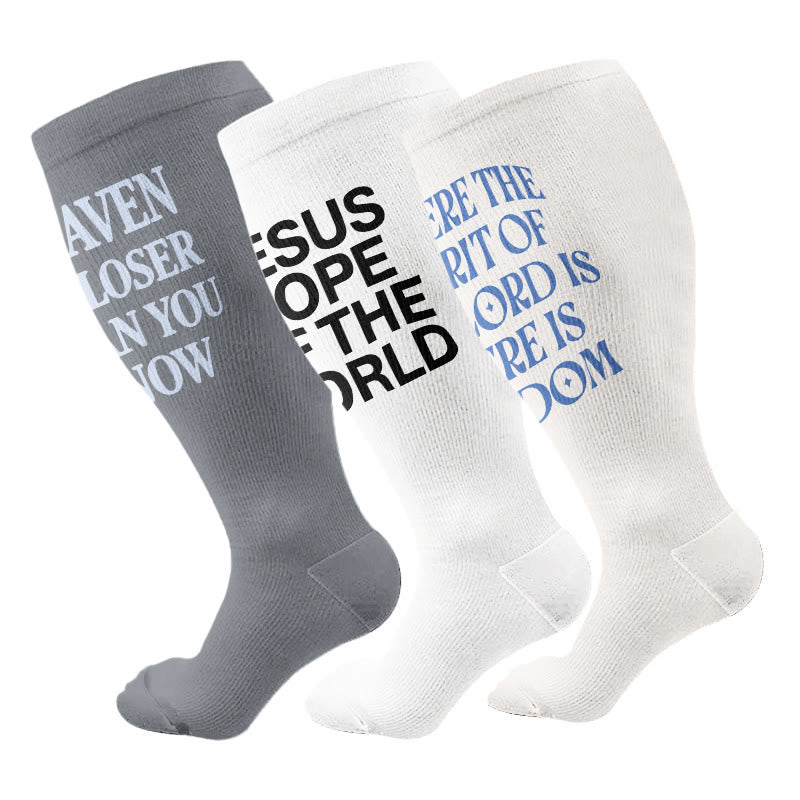 Plusock Plus Size Scripture Hope Compression Socks(3 Pairs) - Multicolor - 4XL - image 1