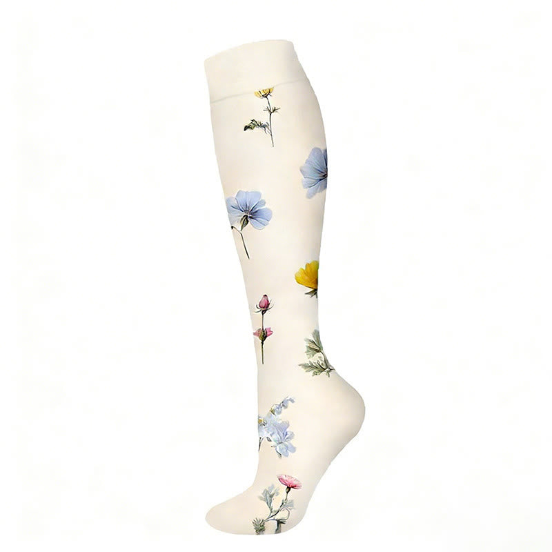 Plusock Floral Butterfly Compression Socks(6 Pairs) - White - S/M - image 4
