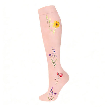 Plusock Floral Butterfly Compression Socks(6 Pairs) - Pink - S/M - image 2