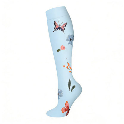Plusock Floral Butterfly Compression Socks(6 Pairs) - Blue - S/M - image 3