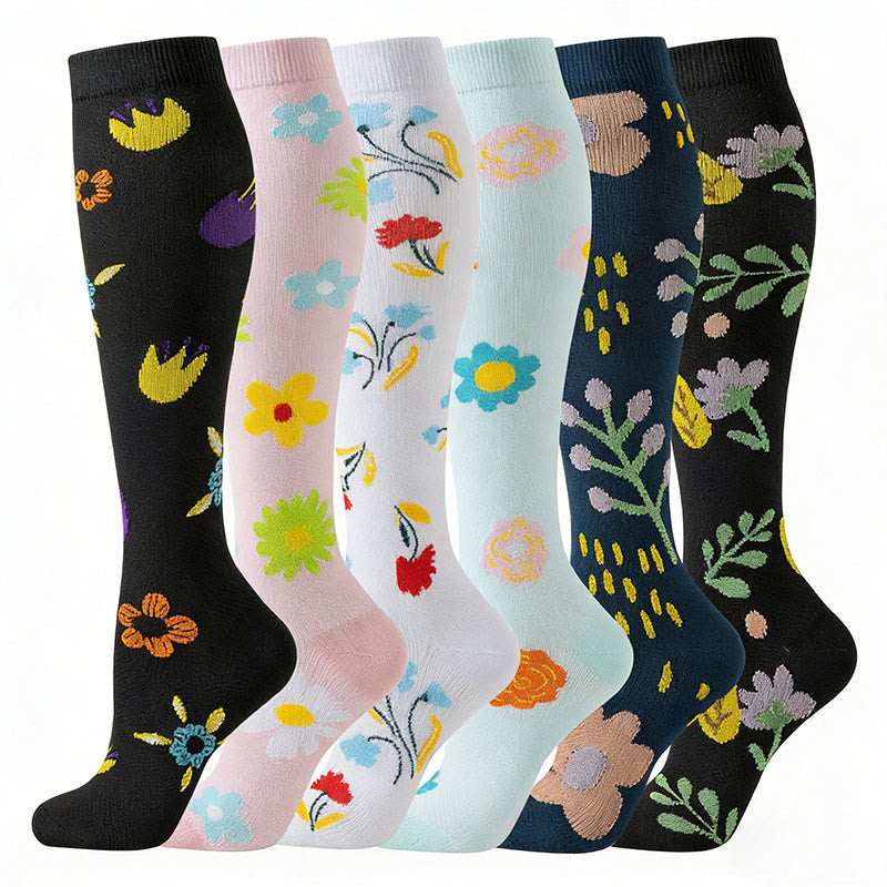 Plusock Everyday Floral Compression Socks(6 Pairs) - Multicolor - S/M - image 0