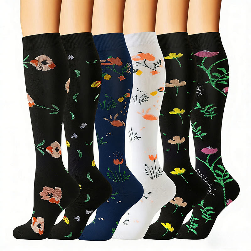 Plusock Wildflower Compression Socks(6 Pairs) - Multicolor - S/M - image 0