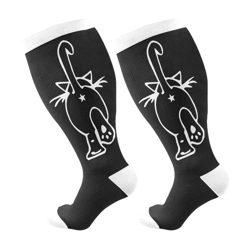 Plusock Plus Size Cat Lover Compression Socks(3 Pairs) - Black(1 Pair) - 4XL - image 5