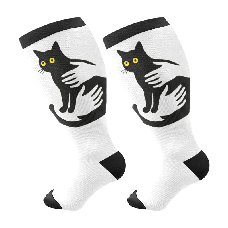 Plusock Plus Size Cat Lover Compression Socks(3 Pairs) - White(1 Pair) - 4XL - image 6