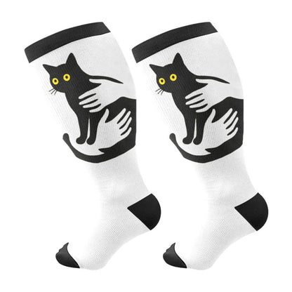 Plusock Plus Size Cat Lover Compression Socks(3 Pairs) - White(1 Pair) - 4XL - image 6