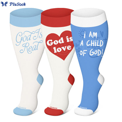 Plusock Plus Size God Is Love Compression Socks(3 Pairs) - image 0