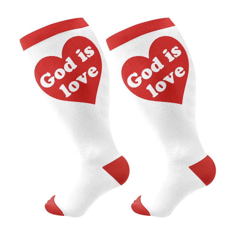 Plusock Plus Size God Is Love Compression Socks(3 Pairs) - White(1 Pair) - 4XL - image 7