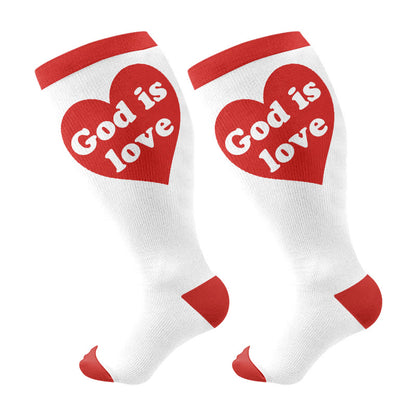 Plusock Plus Size God Is Love Compression Socks(3 Pairs) - White(1 Pair) - 4XL - image 7