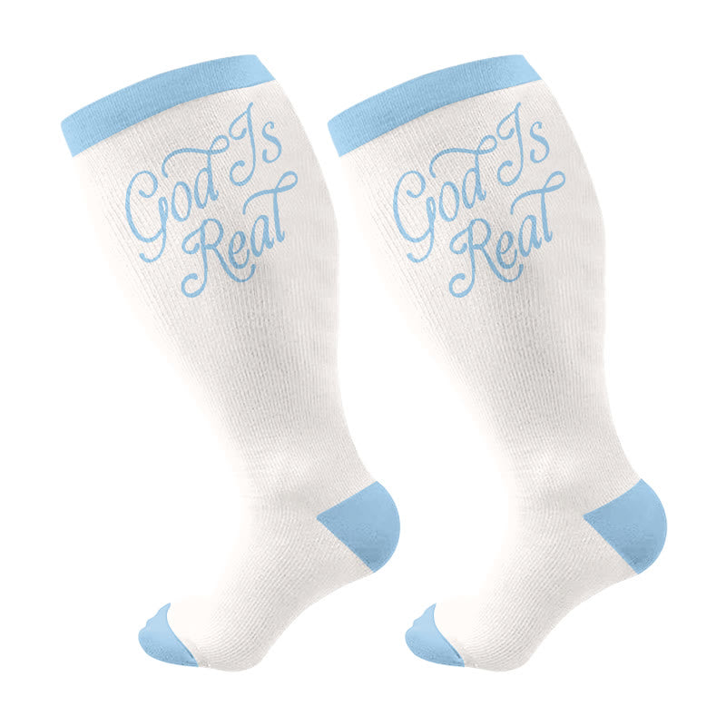 Plusock Plus Size God Is Love Compression Socks(3 Pairs) - Beige(1 Pair) - 4XL - image 6