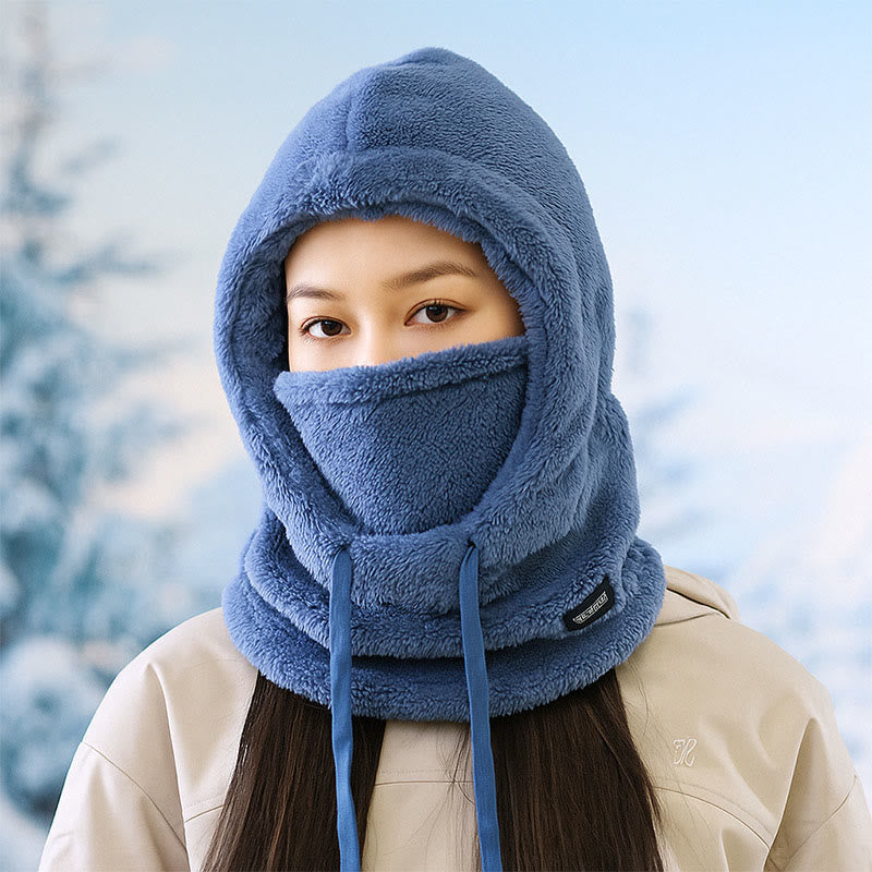 Plusock Thickened Windproof Hooded Scarf - Blue - One Size - image 2