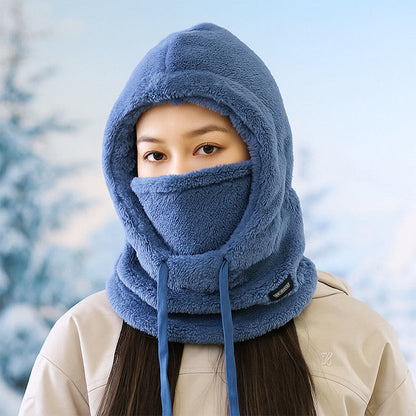 Plusock Thickened Windproof Hooded Scarf - Blue - One Size - image 2
