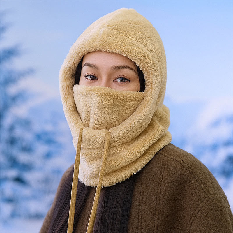 Plusock Thickened Windproof Hooded Scarf - Khaki - One Size - image 5