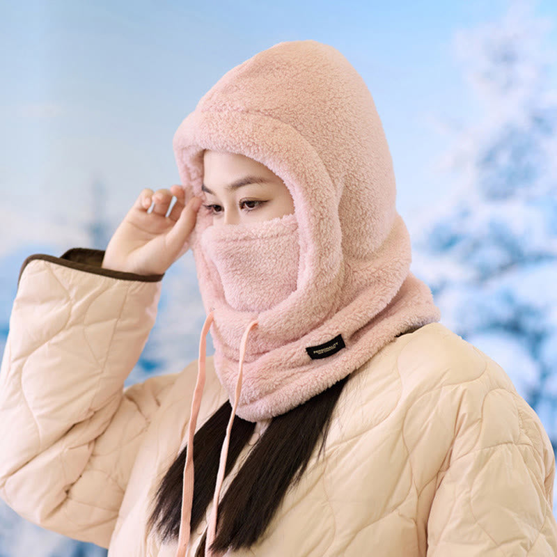 Plusock Thickened Windproof Hooded Scarf - Pink - One Size - image 7