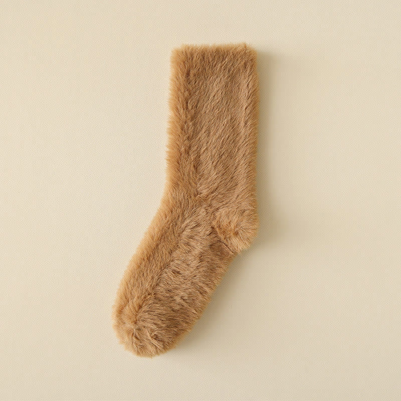 Plusocksolid Colors Versatile Style Sleep Socks(3 Pairs) - Camel - EU36-43(US3-9) - image 17