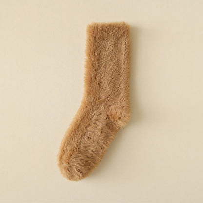 Plusocksolid Colors Versatile Style Sleep Socks(3 Pairs) - Camel - EU36-43(US3-9) - image 17