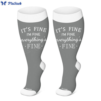 Plusock Plus Siz Positive Quotes Compression Socks(3 Pairs) - image 3