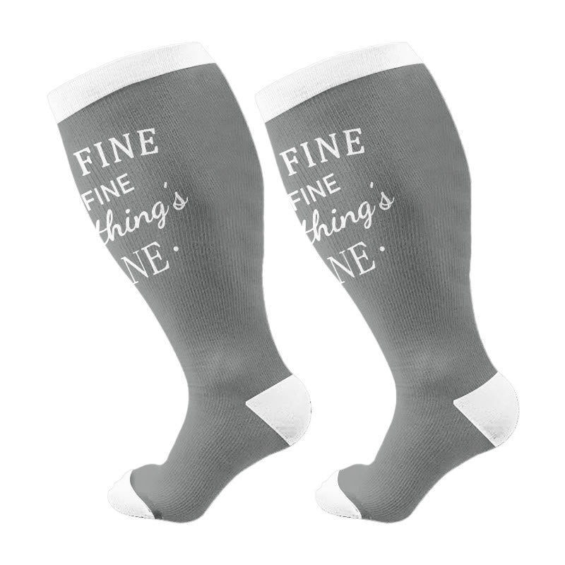 Plusock Plus Siz Positive Quotes Compression Socks(3 Pairs) - Grey(1 Pair) - 4XL - image 6