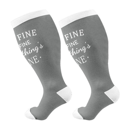 Plusock Plus Siz Positive Quotes Compression Socks(3 Pairs) - Grey(1 Pair) - 4XL - image 6