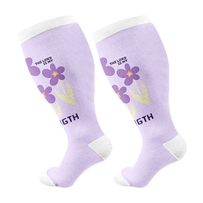 Plusock Plus Size Strength Words Compression Socks(3 Pairs) - Purple(1 Pair) - 4XL - image 5