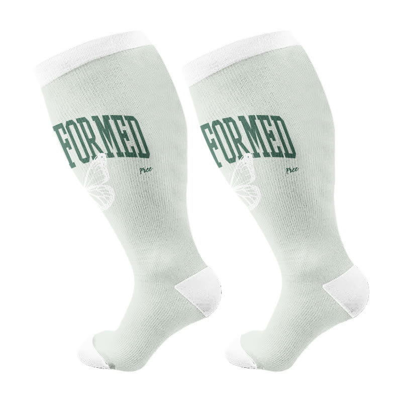 Plusock Plus Size Strength Words Compression Socks(3 Pairs) - Green(1 Pair) - 4XL - image 6