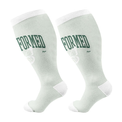 Plusock Plus Size Strength Words Compression Socks(3 Pairs) - Green(1 Pair) - 4XL - image 6