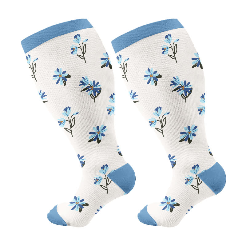 Plusock Plus Size Spring Floral Compression Socks(3 Pairs) - image 5
