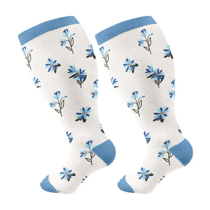 Plusock Plus Size Spring Floral Compression Socks(3 Pairs) - image 5