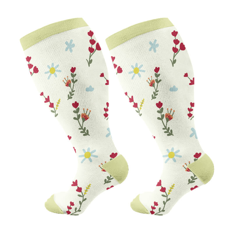 Plusock Plus Size Spring Floral Compression Socks(3 Pairs) - image 6