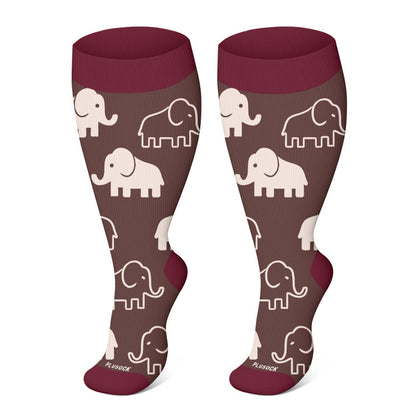 Plusock Plus Size Pink Dino Parade Compression Socks(3 Pairs) - Elephant(1 Pair) - 4XL - image 3