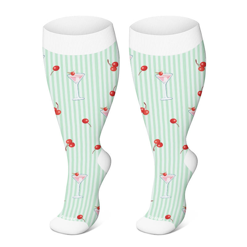 Plusock Plus Size Pink Dino Parade Compression Socks(3 Pairs) - Cherry(1 Pair) - 4XL - image 4