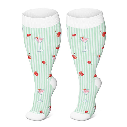 Plusock Plus Size Pink Dino Parade Compression Socks(3 Pairs) - Cherry(1 Pair) - 4XL - image 4