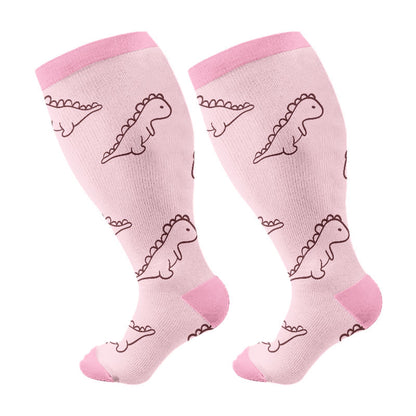 Plusock Plus Size Pink Dino Parade Compression Socks(3 Pairs) - image 5