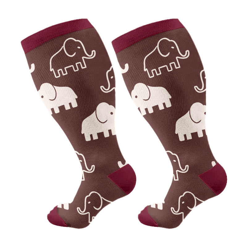 Plusock Plus Size Pink Dino Parade Compression Socks(3 Pairs) - image 6