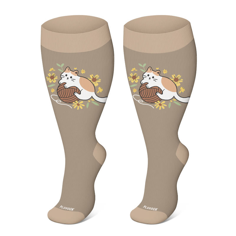 Plusock Plus Size Otter Puppy Compression Socks(3 Pairs) - Cat(1 Pair) - 4XL - image 4