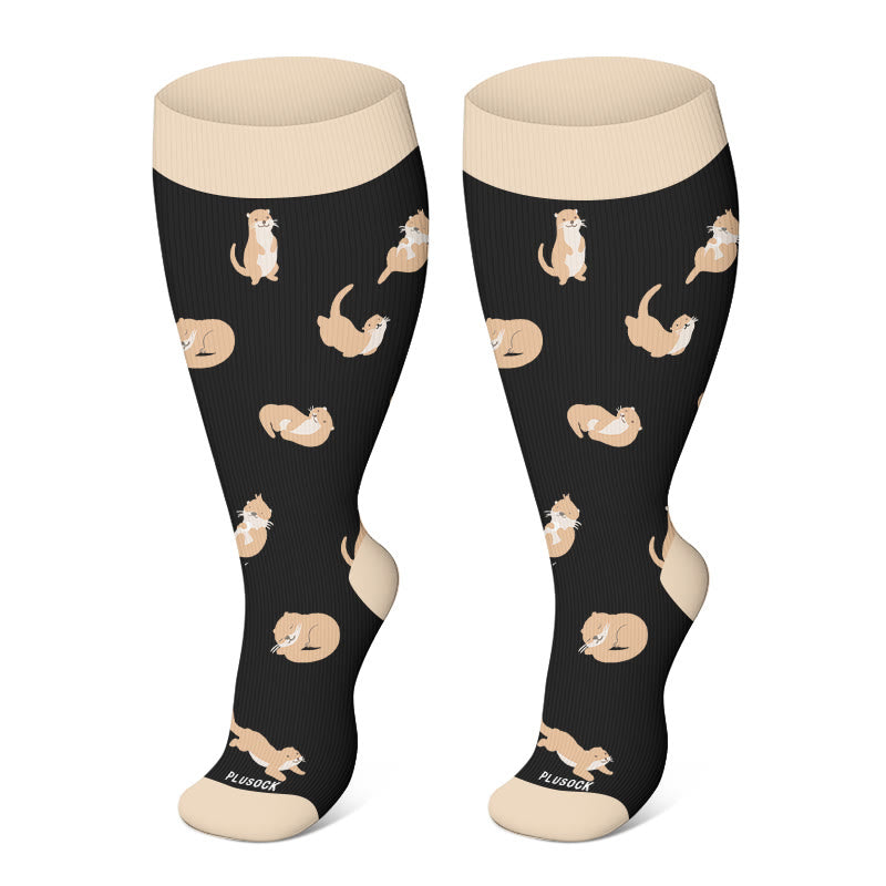 Plusock Plus Size Otter Puppy Compression Socks(3 Pairs) - Otter(1 Pair) - 4XL - image 3