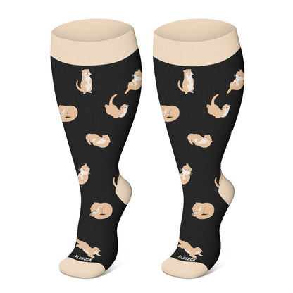 Plusock Plus Size Otter Puppy Compression Socks(3 Pairs) - Otter(1 Pair) - 4XL - image 3