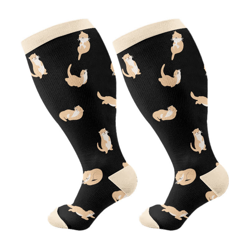 Plusock Plus Size Otter Puppy Compression Socks(3 Pairs) - image 5
