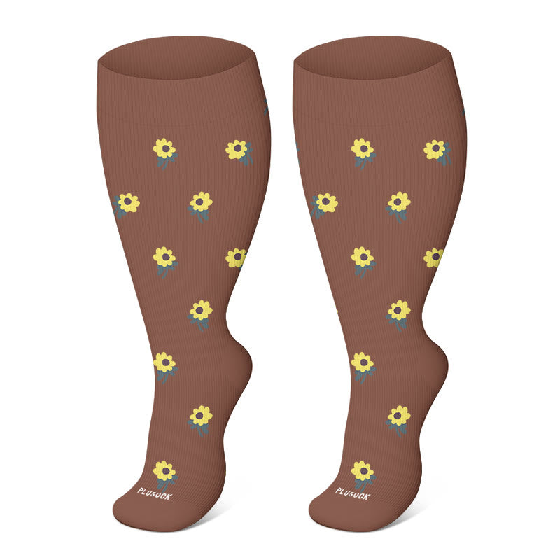 Plusock Plus Size Butterfly Daisy Compression Socks(3 Pairs) - Daisy(1 Pair) - 4XL - image 2